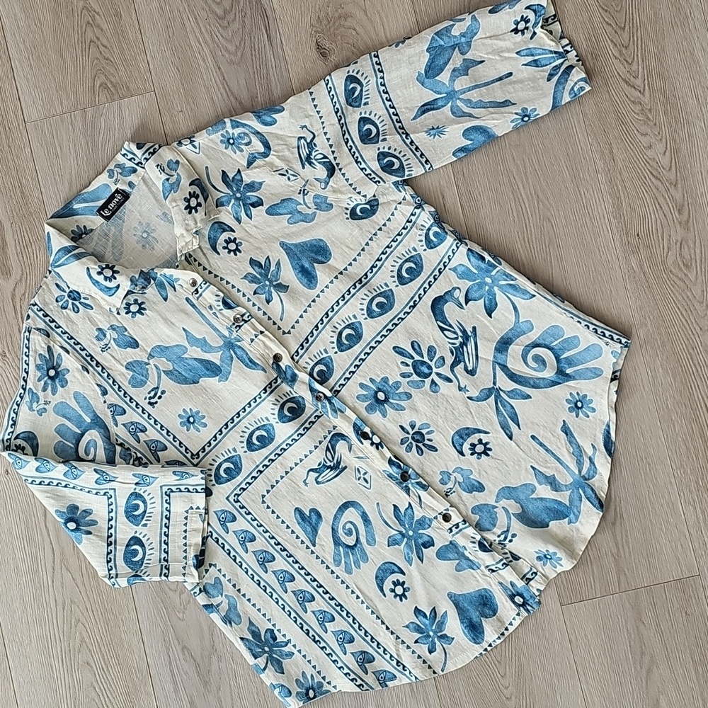 Caposhie Linen Euro Summer Collared Button Down, One Size‎